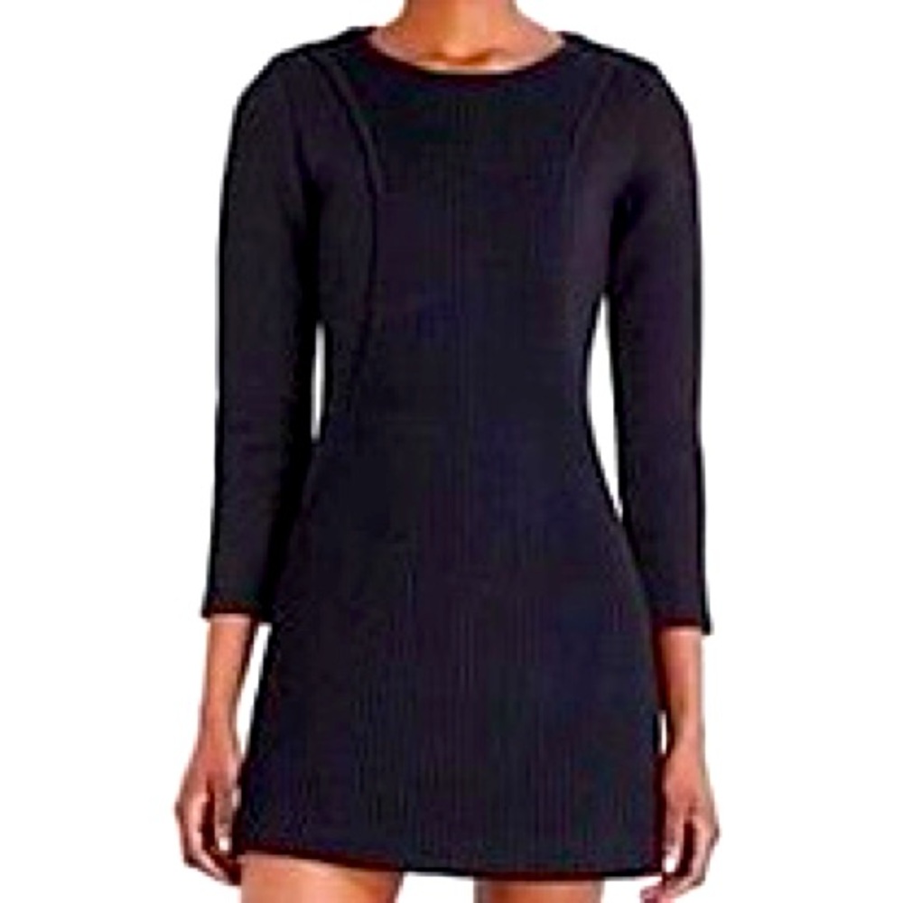 Maje NWT Rozy Mixed Material Mini Dress Black Size 3
